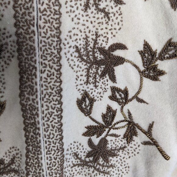 Vintage 1940s Hand Beaded Lambs Wool and Angora Cardigan Sweater - Picture 6 of 12